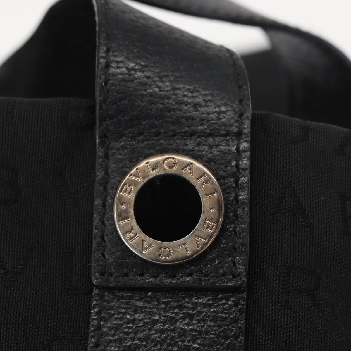 BVLGARI Logo Mania Tote Bag Canvas Black Silver Auth 156876