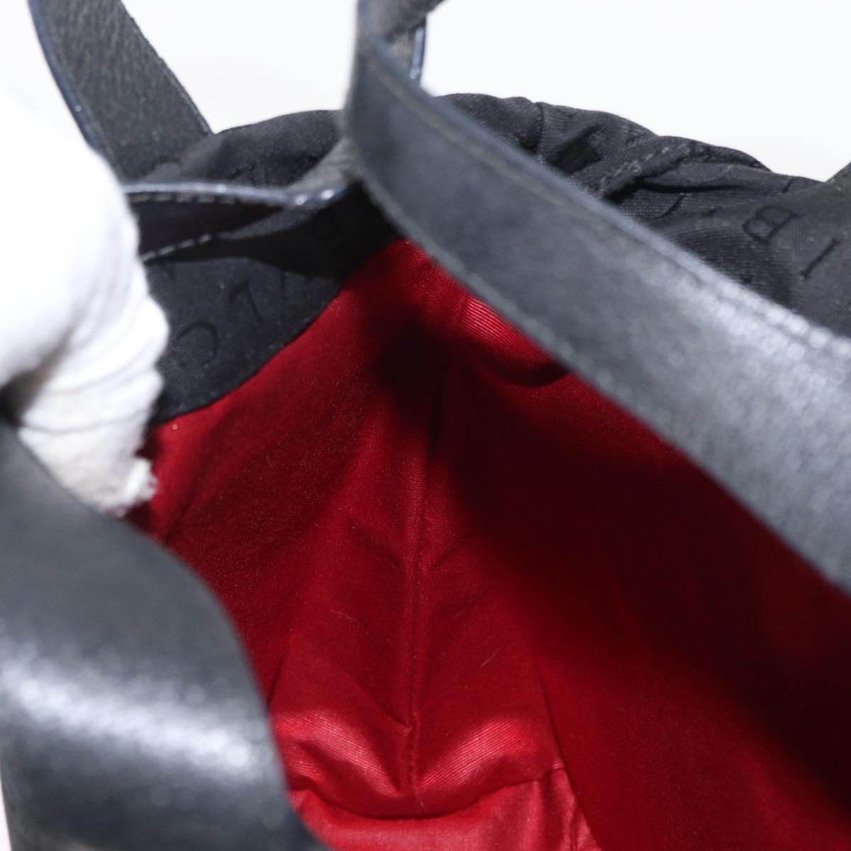 BVLGARI Logo Mania Tote Bag Canvas Black Silver Auth 156876