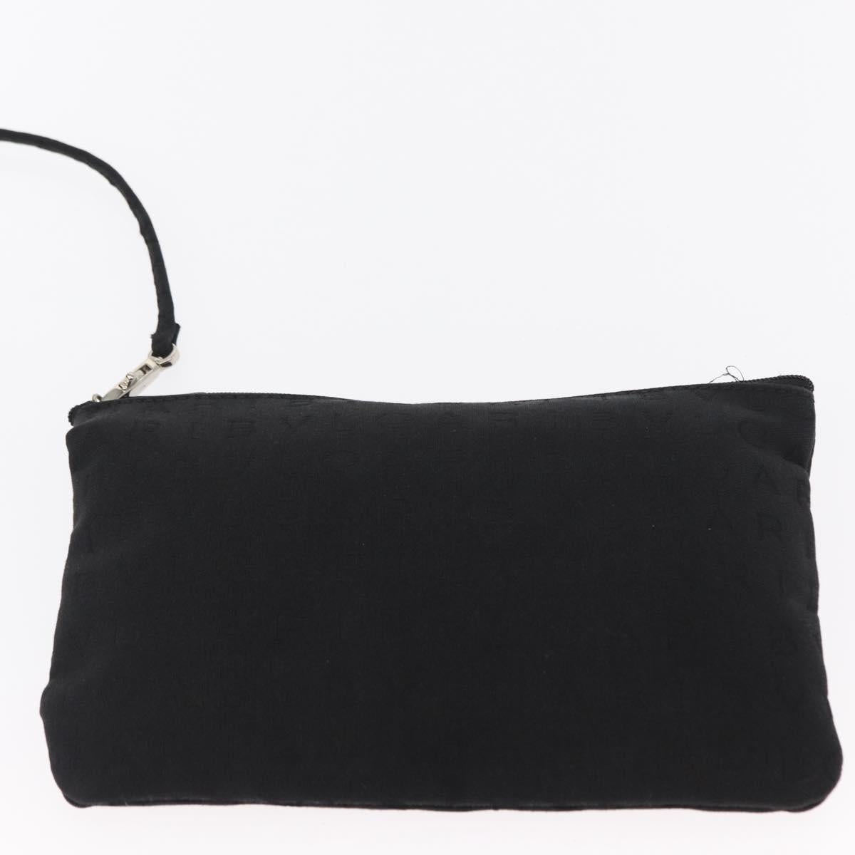 BVLGARI Logo Mania Tote Bag Canvas Black Silver Auth 156876