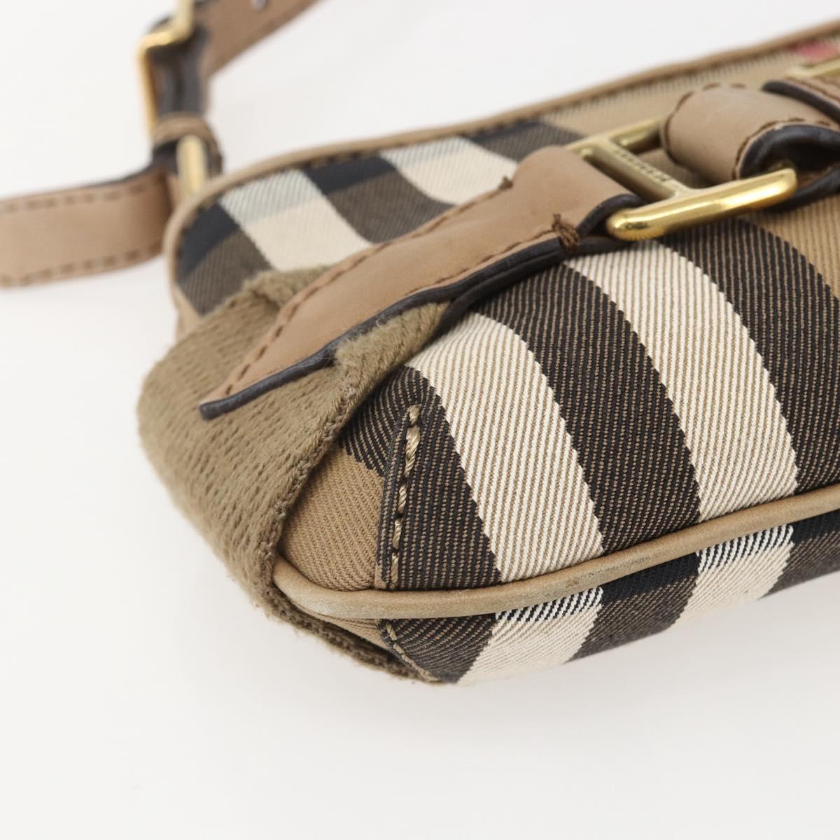 BURBERRY Nova Check Shoulder Bag Canvas Beige Gold Auth 156881V