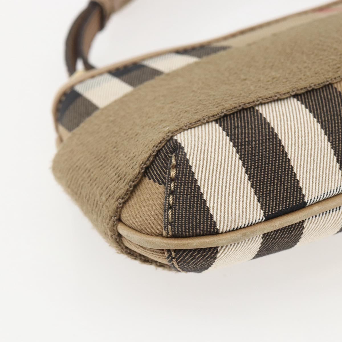 BURBERRY Nova Check Shoulder Bag Canvas Beige Gold Auth 156881V