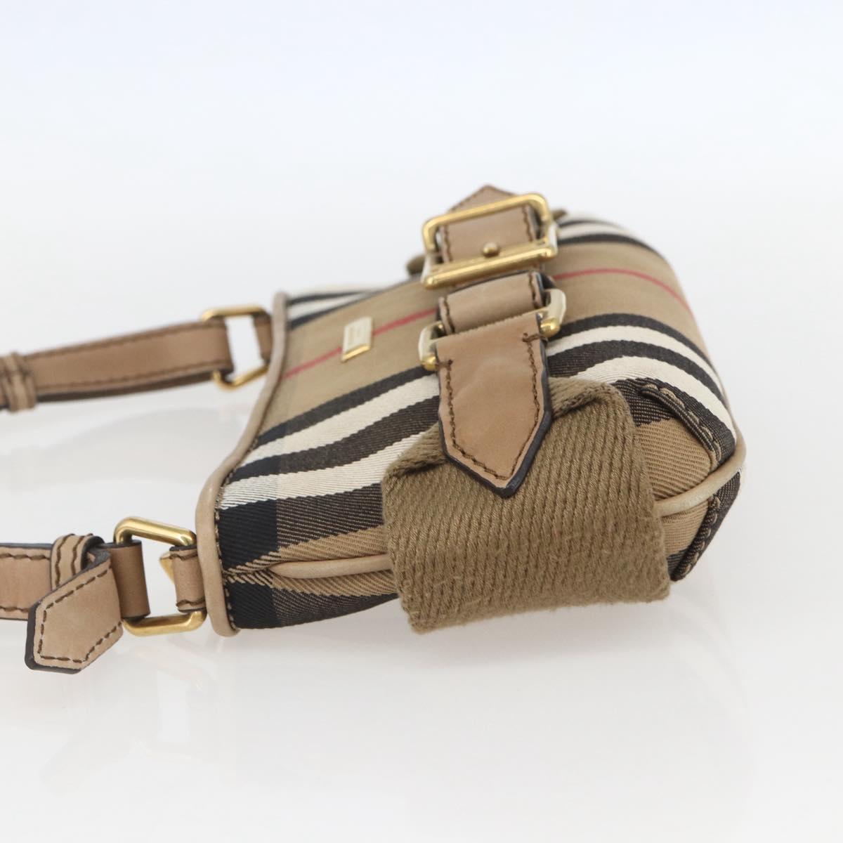 BURBERRY Nova Check Shoulder Bag Canvas Beige Gold Auth 156881V