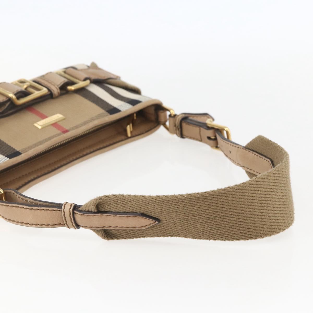 BURBERRY Nova Check Shoulder Bag Canvas Beige Gold Auth 156881V