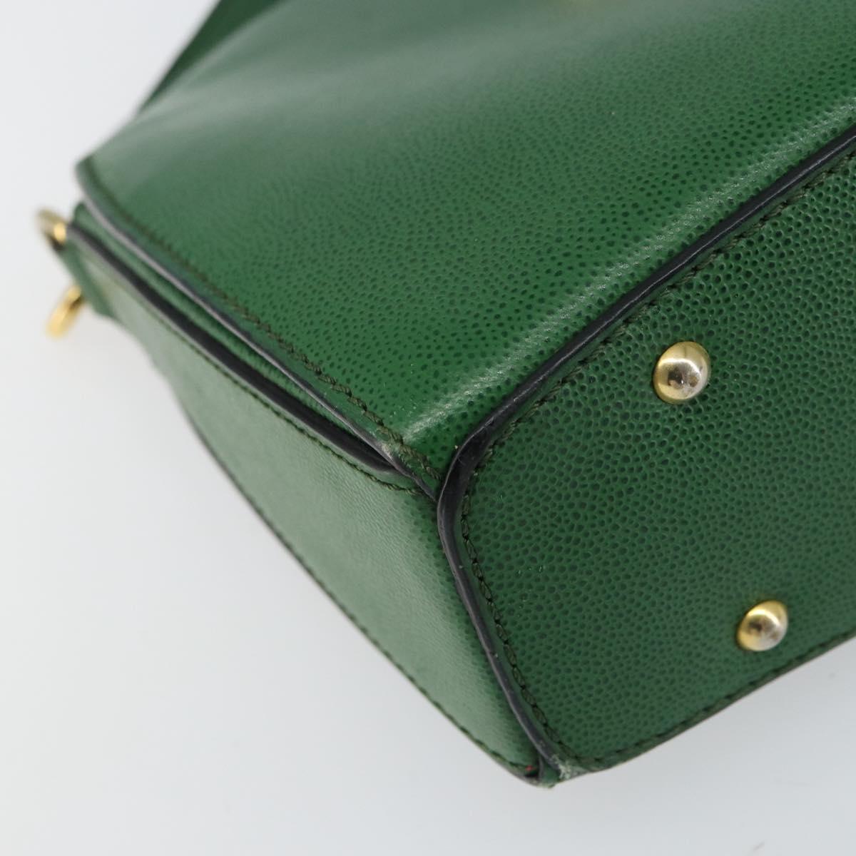 CELINE Shoulder Bag Leather Green Gold Auth 156882