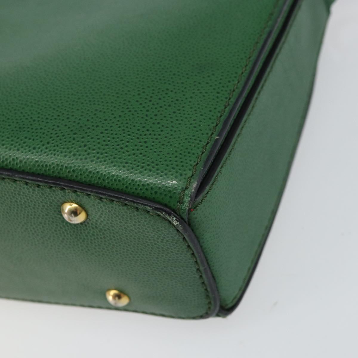 CELINE Shoulder Bag Leather Green Gold Auth 156882