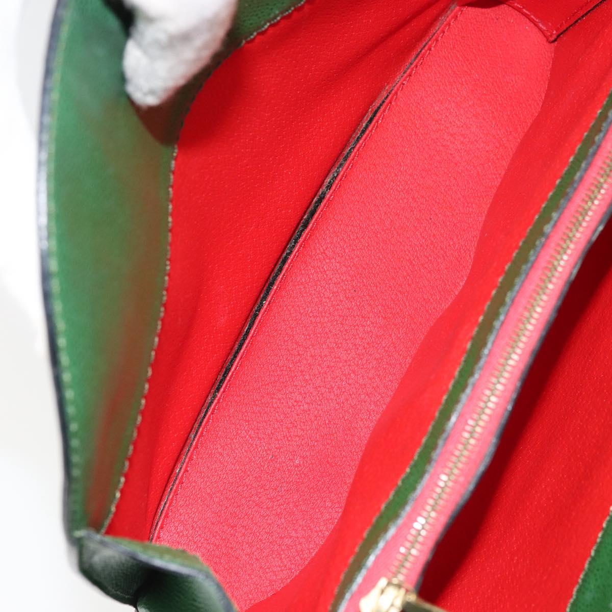 CELINE Shoulder Bag Leather Green Gold Auth 156882