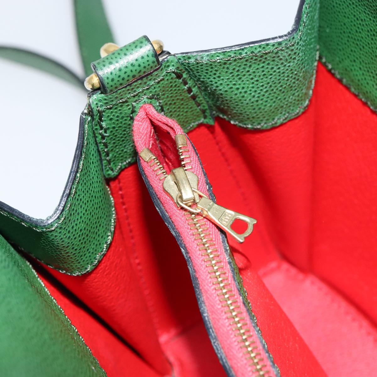 CELINE Shoulder Bag Leather Green Gold Auth 156882