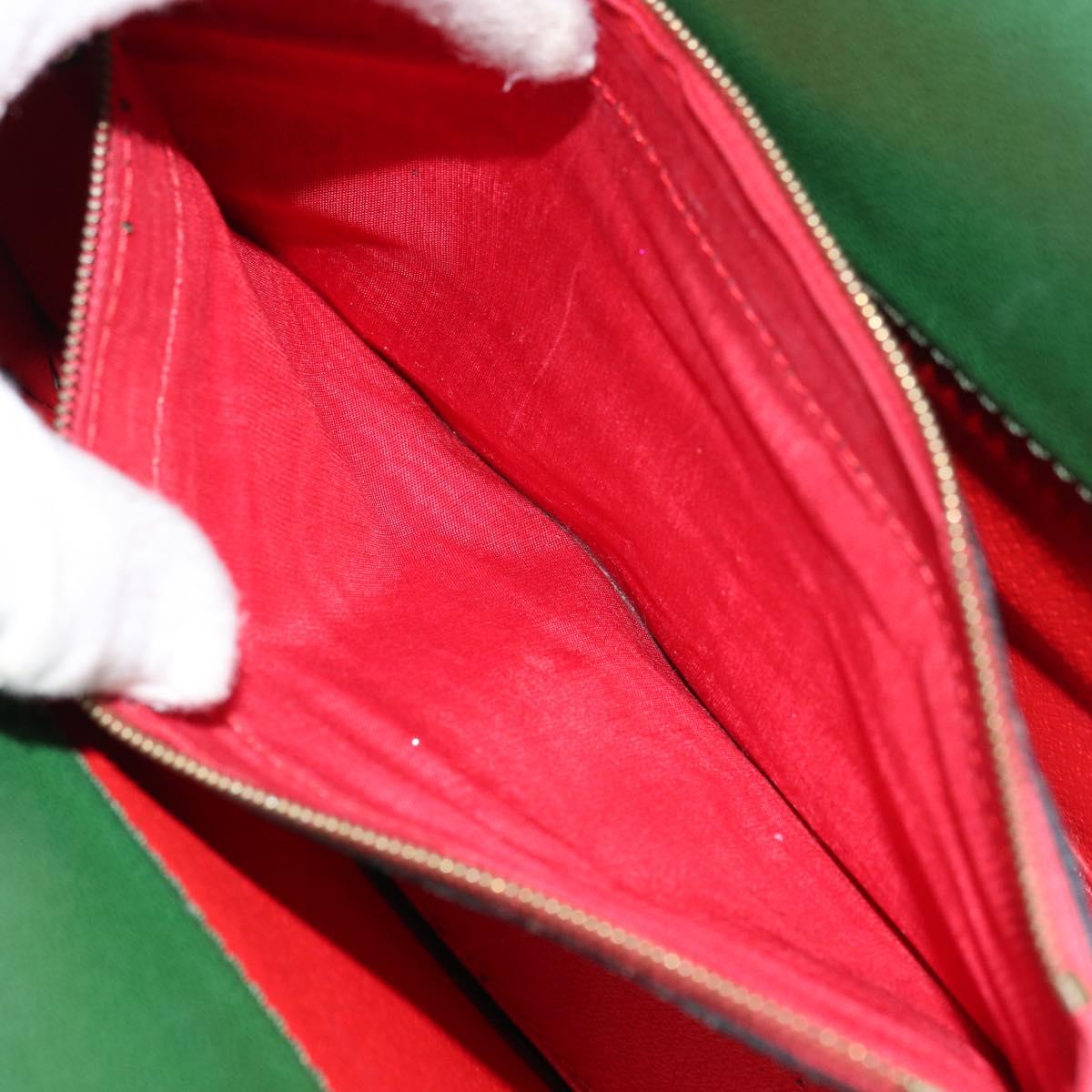 CELINE Shoulder Bag Leather Green Gold Auth 156882