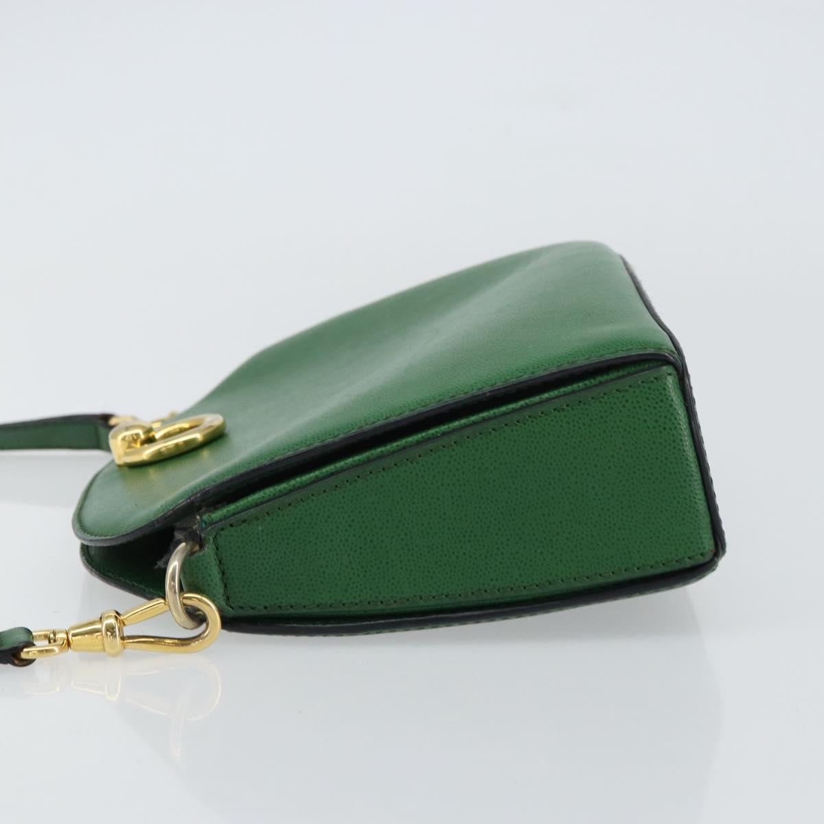 CELINE Shoulder Bag Leather Green Gold Auth 156882