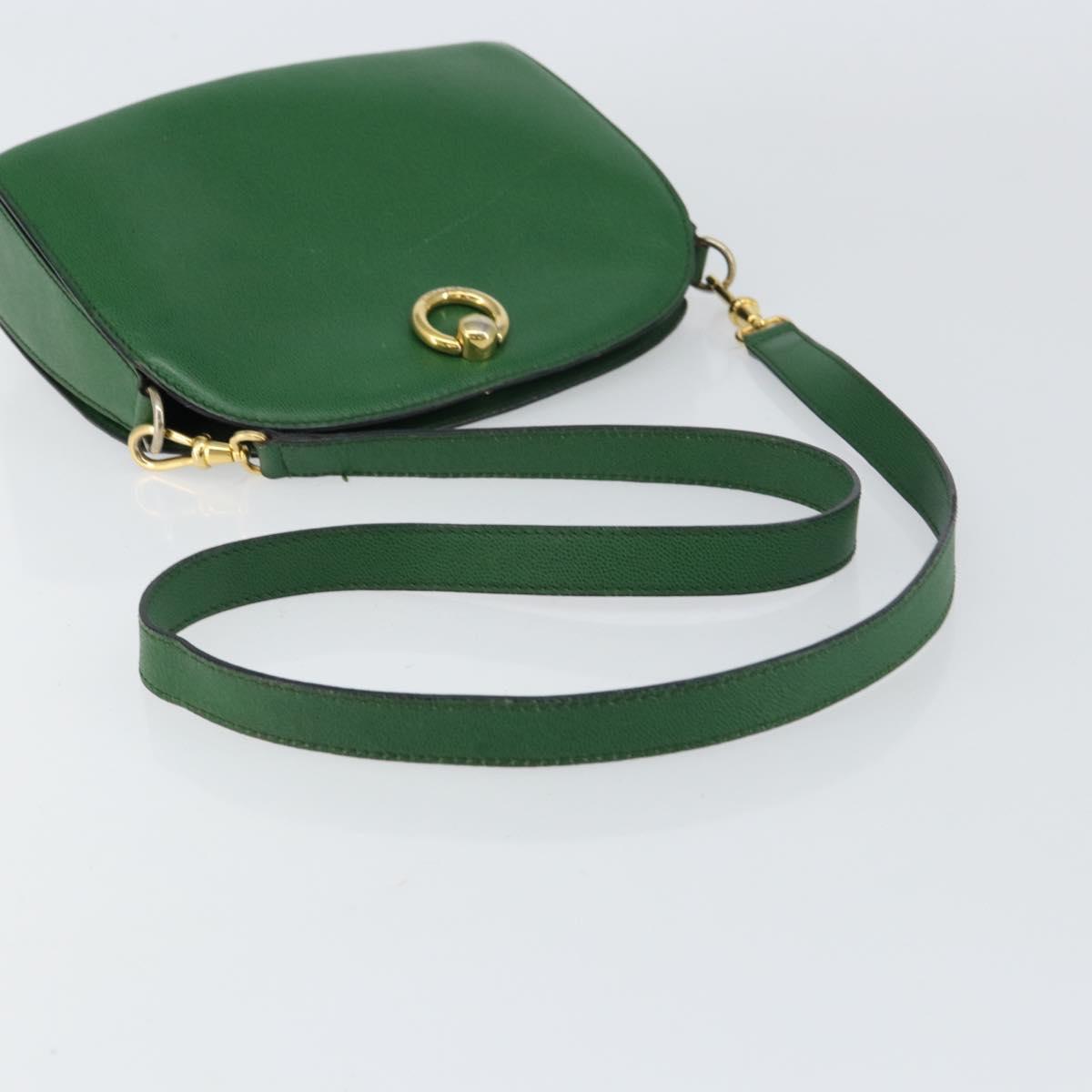 CELINE Shoulder Bag Leather Green Gold Auth 156882