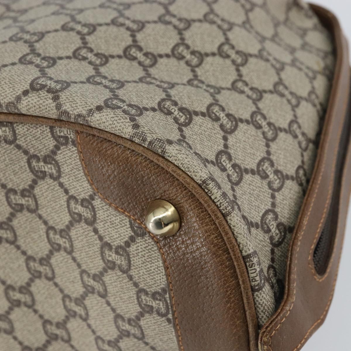 GUCCI GG Plus Supreme Boston Bag PVC Beige Gold Auth 156884