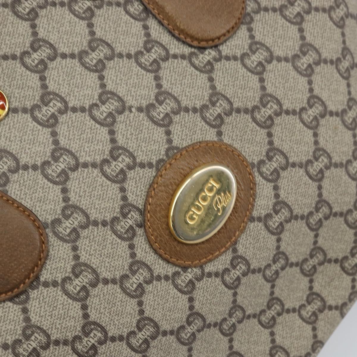GUCCI GG Plus Supreme Boston Bag PVC Beige Gold Auth 156884