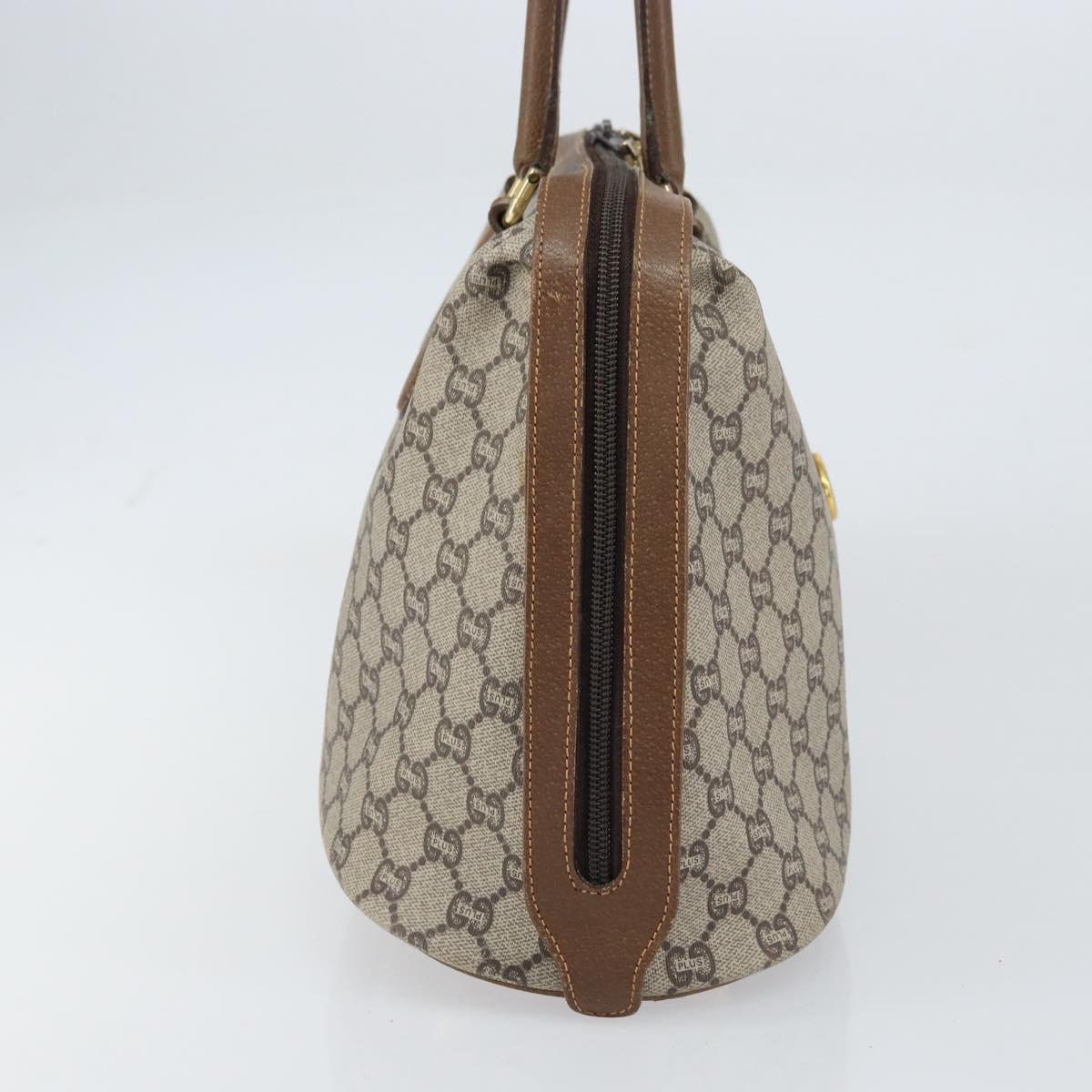 GUCCI GG Plus Supreme Boston Bag PVC Beige Gold Auth 156884