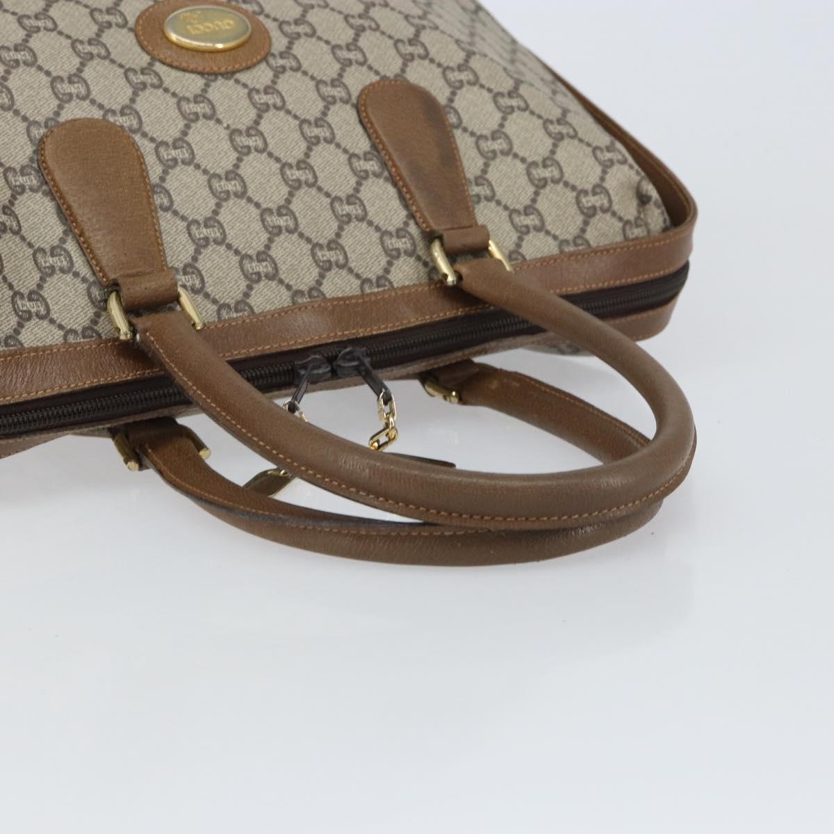 GUCCI GG Plus Supreme Boston Bag PVC Beige Gold Auth 156884