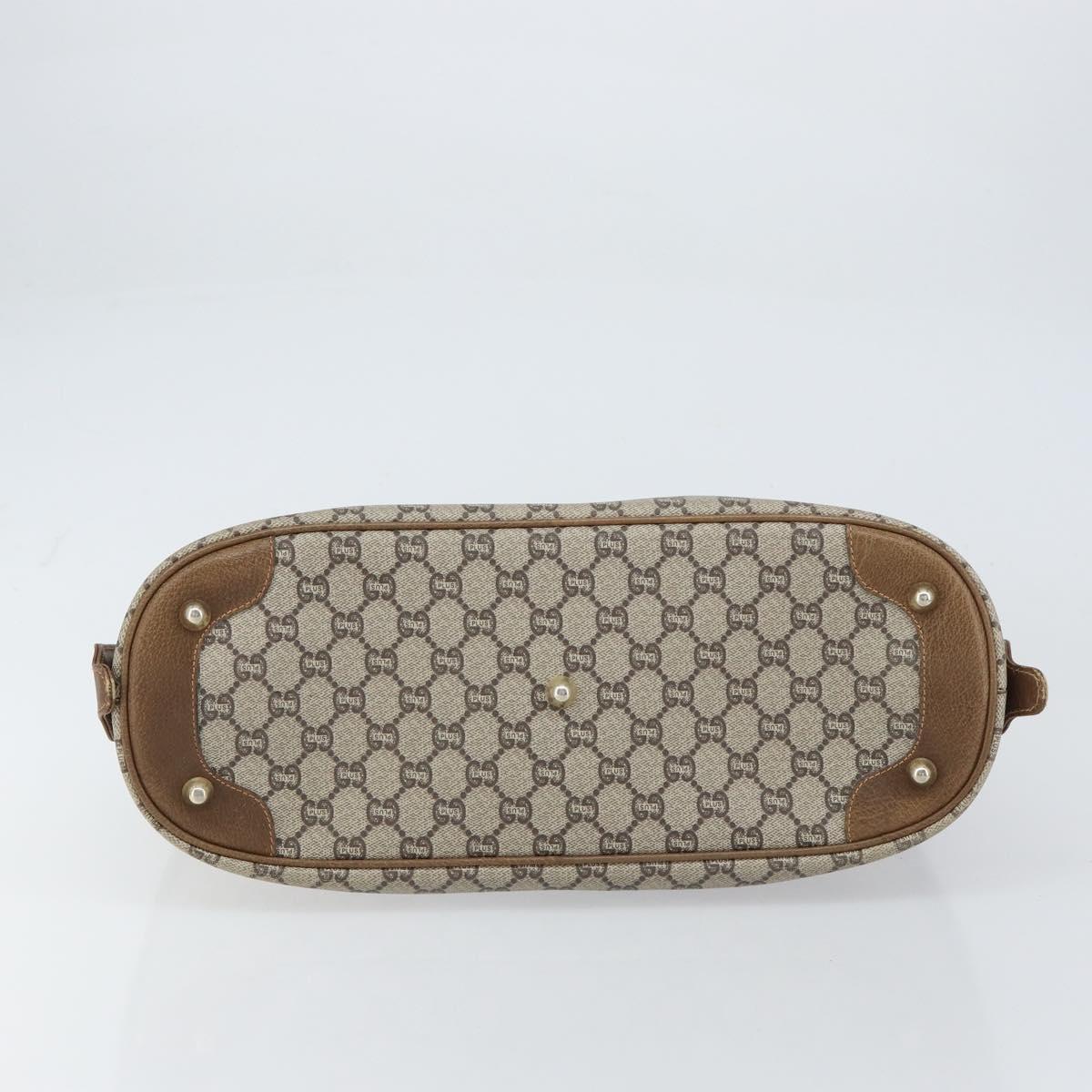 GUCCI GG Plus Supreme Boston Bag PVC Beige Gold Auth 156884