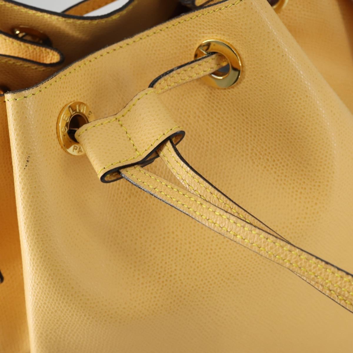 CELINE Shoulder Bag Leather Gold Yellow Auth 156885