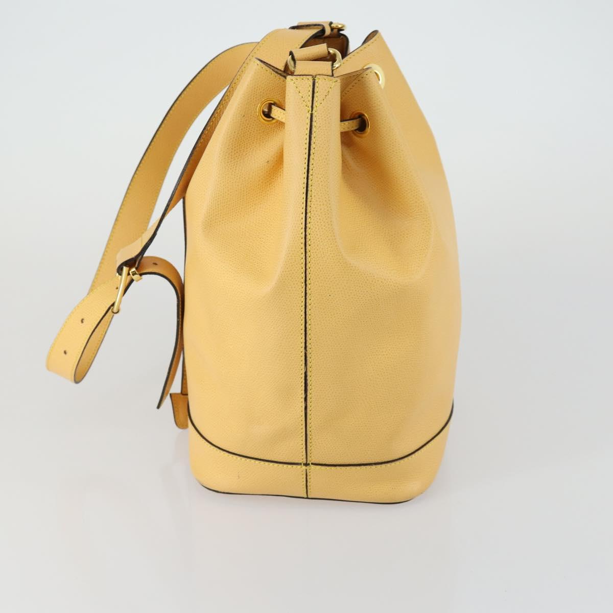 CELINE Shoulder Bag Leather Gold Yellow Auth 156885