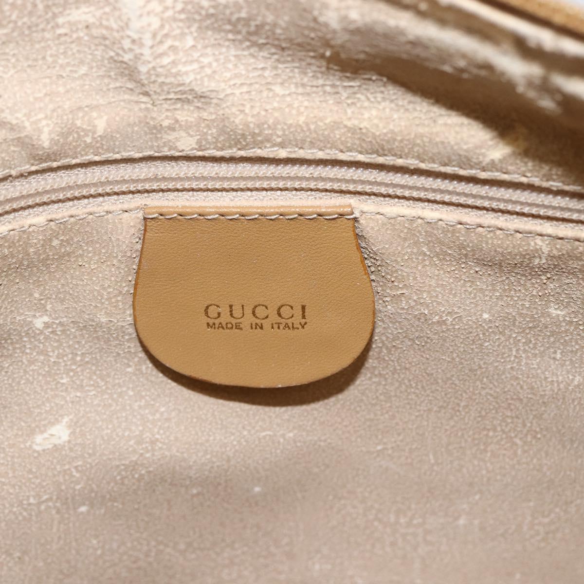 GUCCI Shoulder Bag Suede Gold Beige Auth 156886