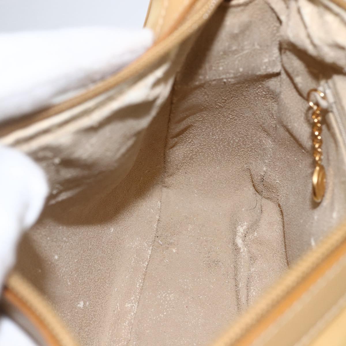 GUCCI Shoulder Bag Suede Gold Beige Auth 156886