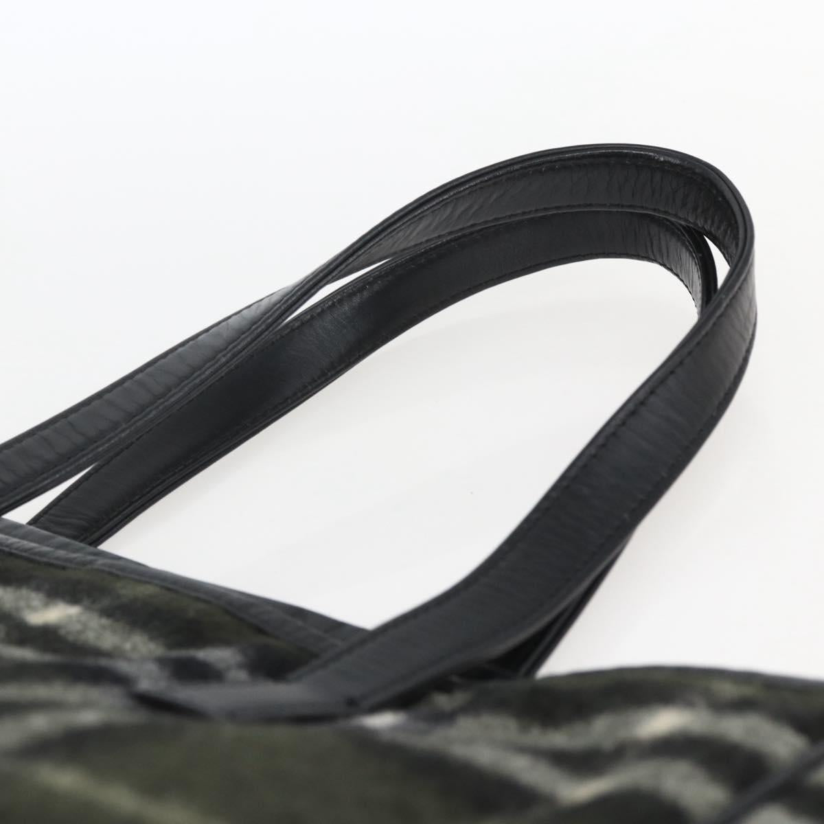 Burberrys Nova Check Blue Label Tote Bag Wool Green Silver Auth 156889