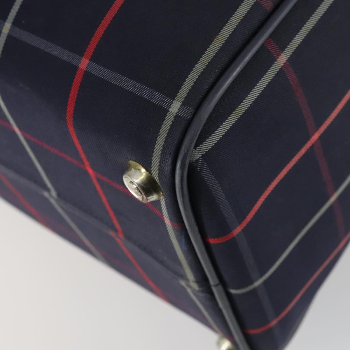 Burberrys Nova Check Boston Bag Canvas Navy Gold Auth 156890