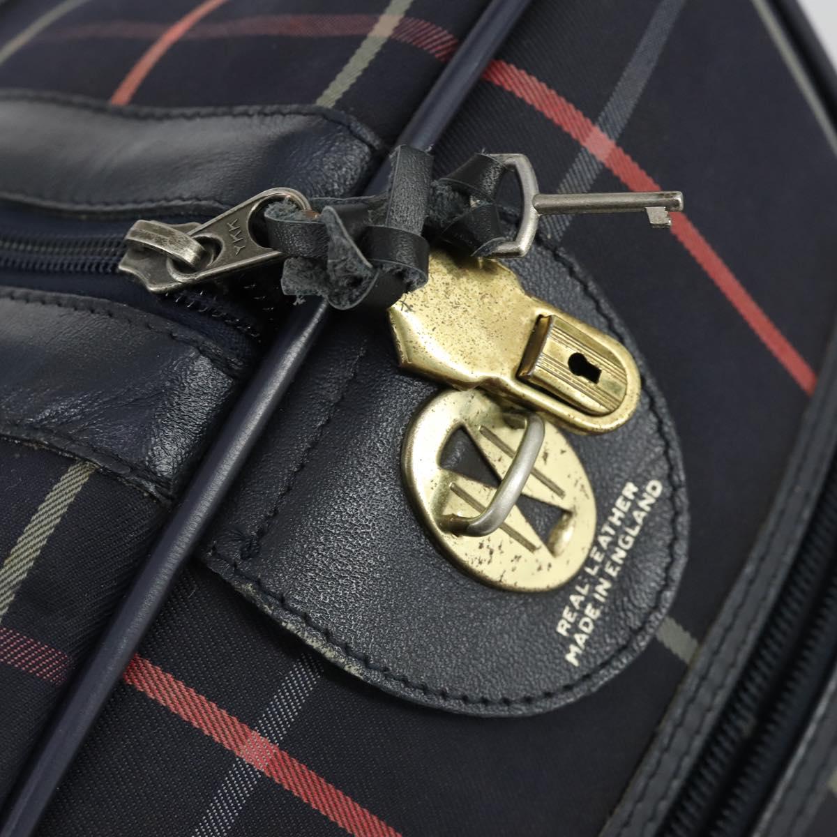 Burberrys Nova Check Boston Bag Canvas Navy Gold Auth 156890