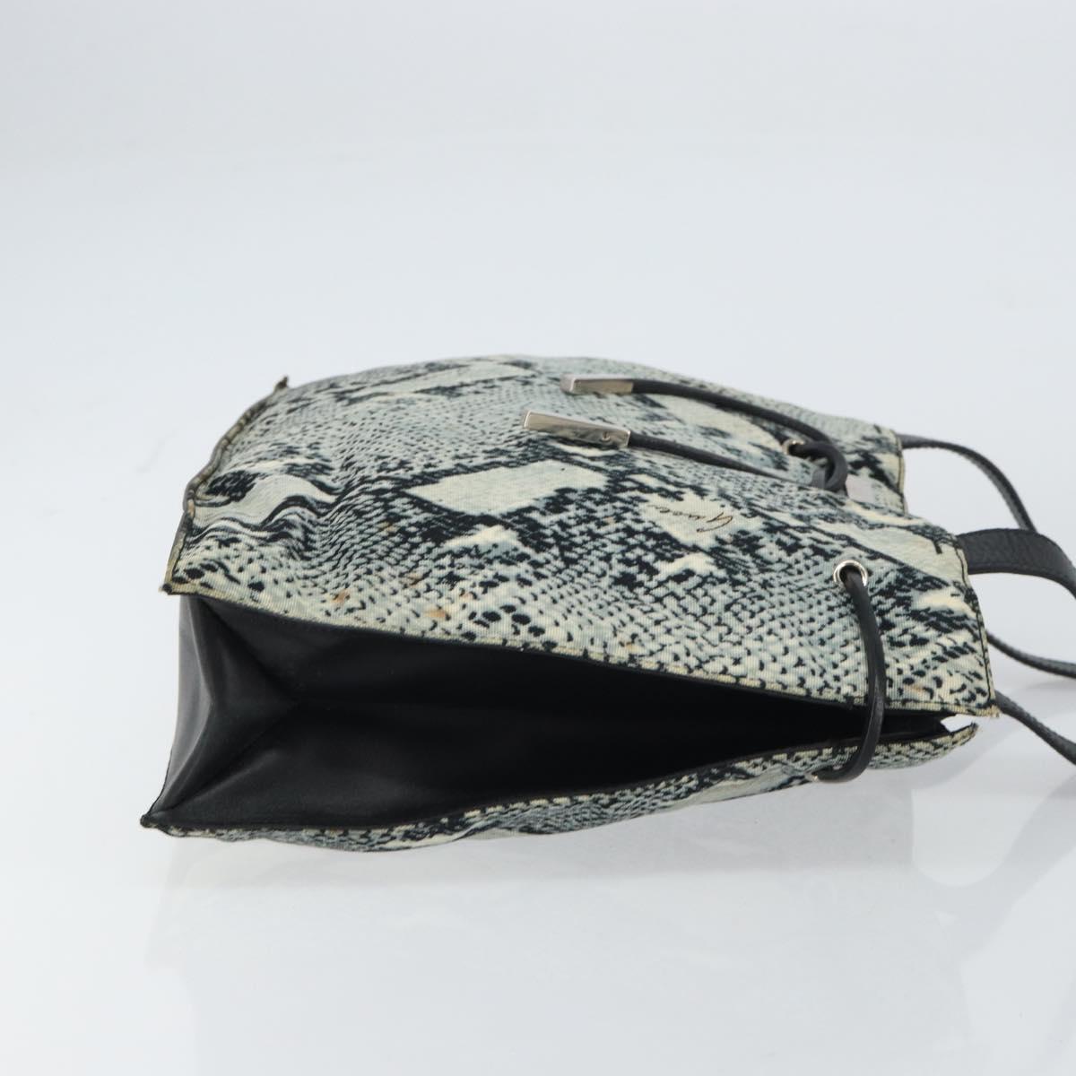 GUCCI Tote Bag Canvas Leather Black Auth 156891