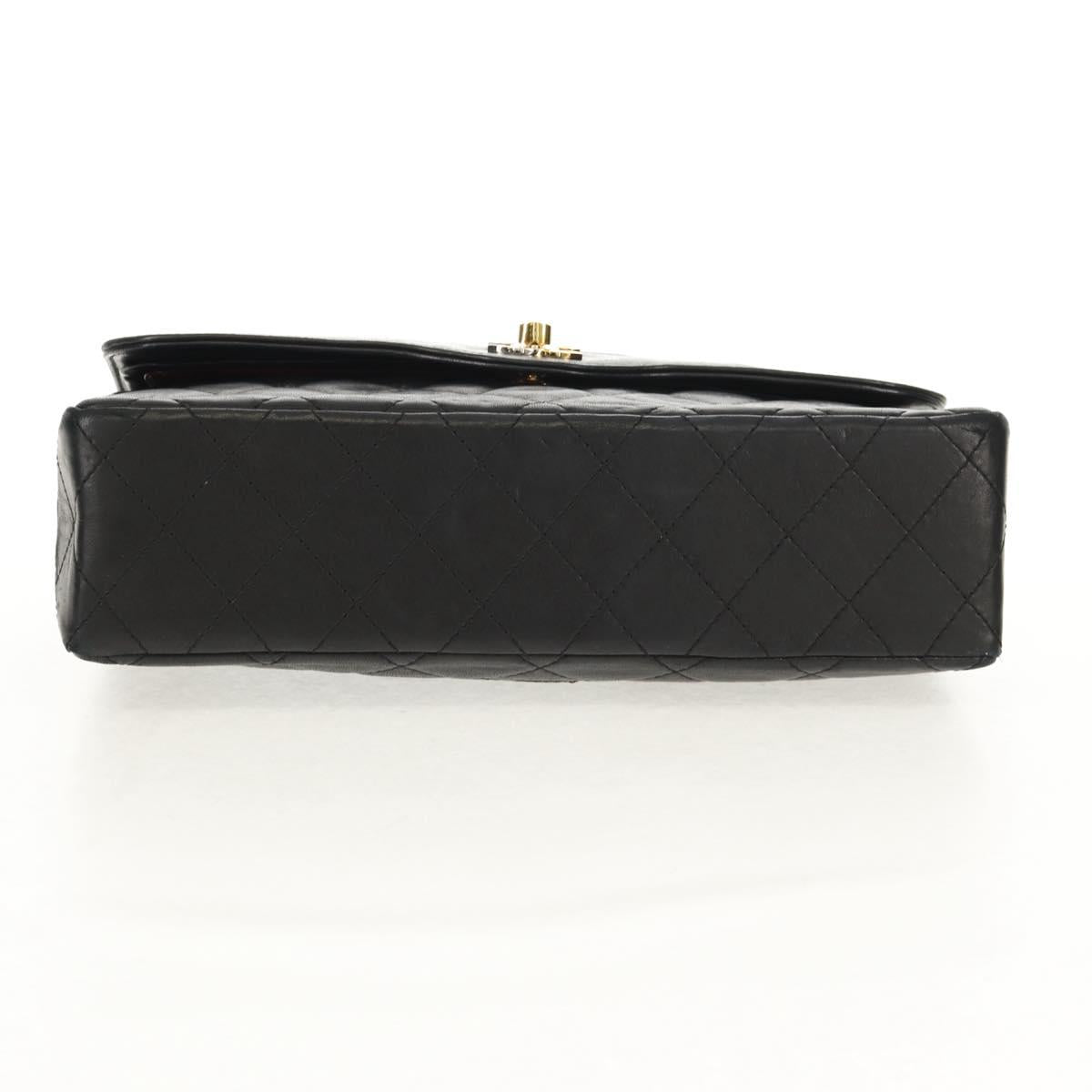 CHANEL Matelasse Chain Paris Limited Bag Lamb Skin Black Gold CC Auth 156894A
