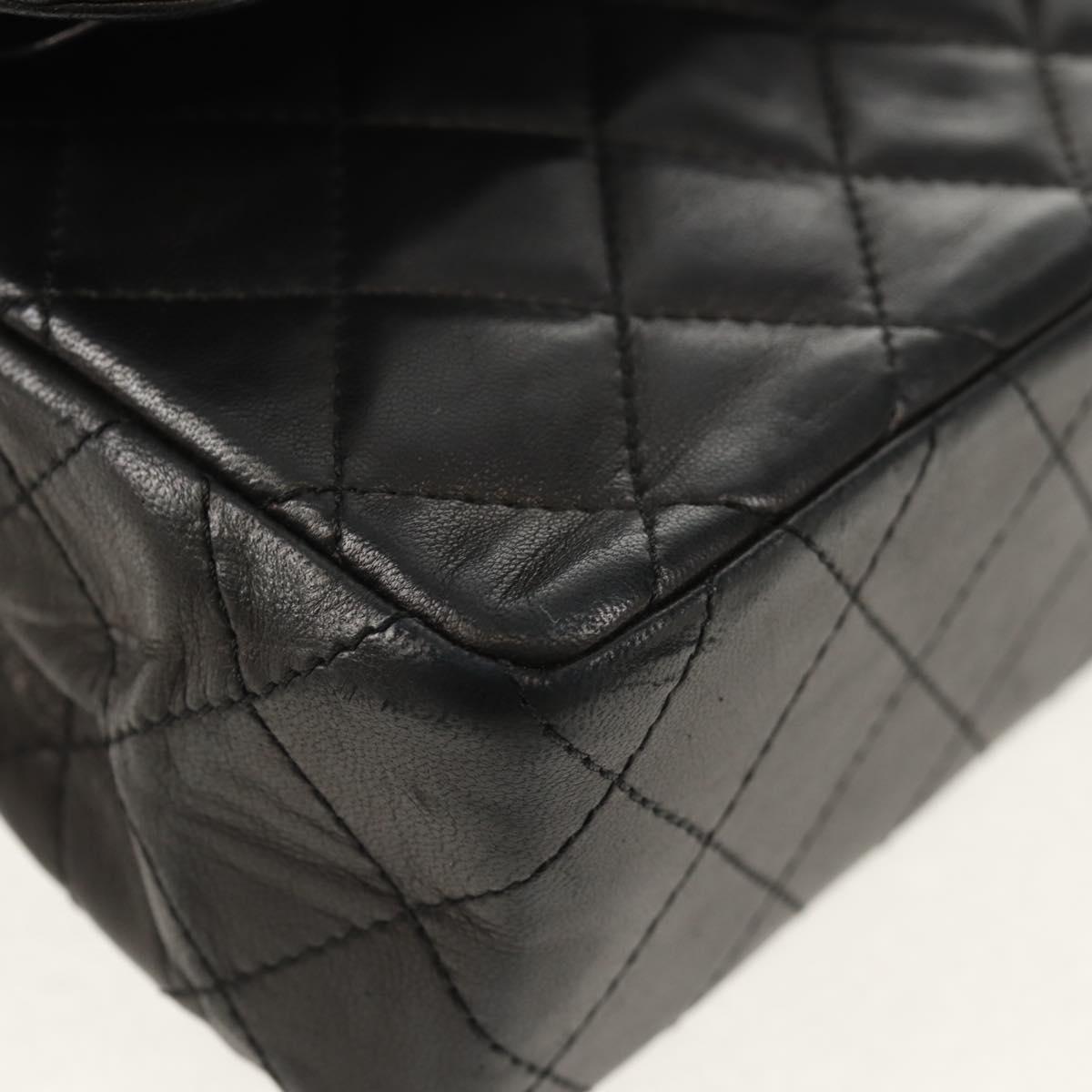 CHANEL Matelasse Chain Paris Limited Bag Lamb Skin Black Gold CC Auth 156894A