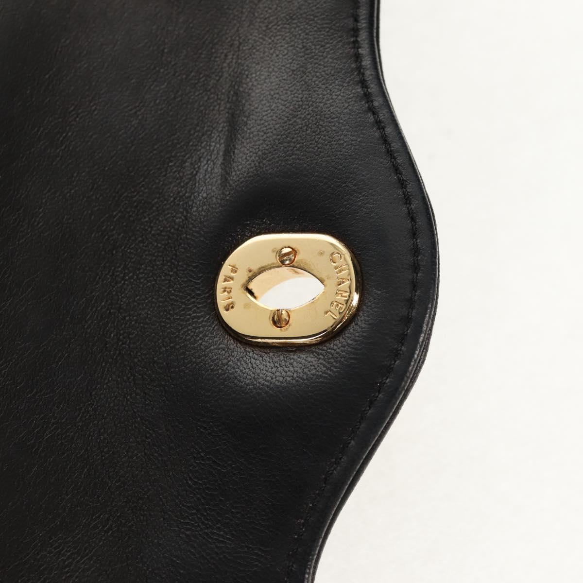 CHANEL Matelasse Chain Paris Limited Bag Lamb Skin Black Gold CC Auth 156894A