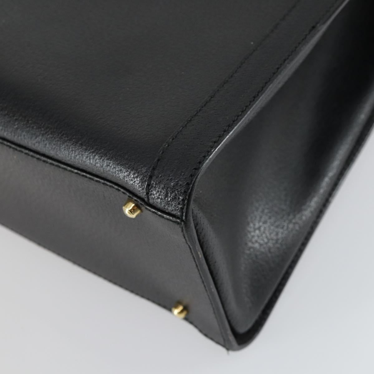 GUCCI Bamboo Hand Bag Leather Black Gold 002 1186 0260 Auth 156902