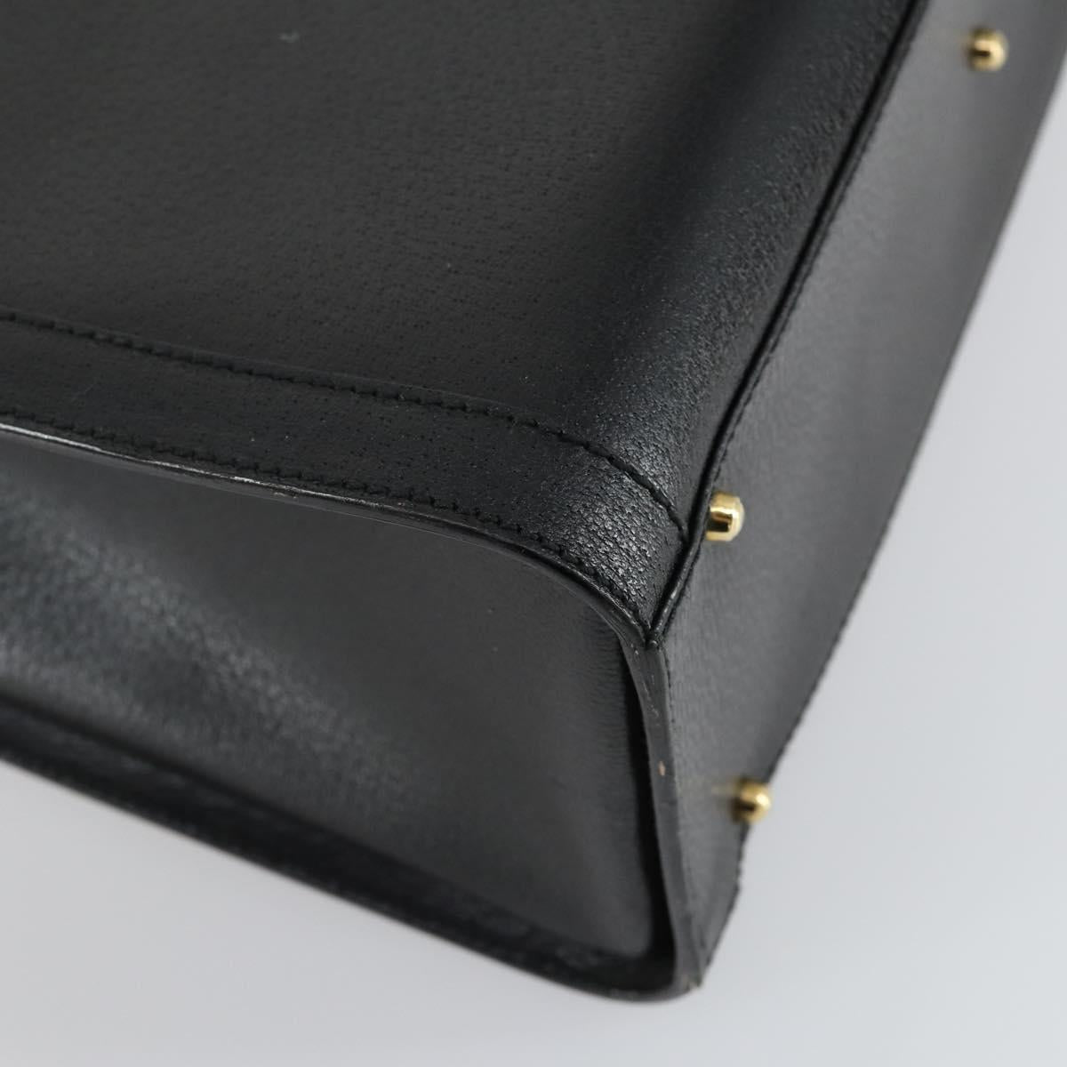 GUCCI Bamboo Hand Bag Leather Black Gold 002 1186 0260 Auth 156902