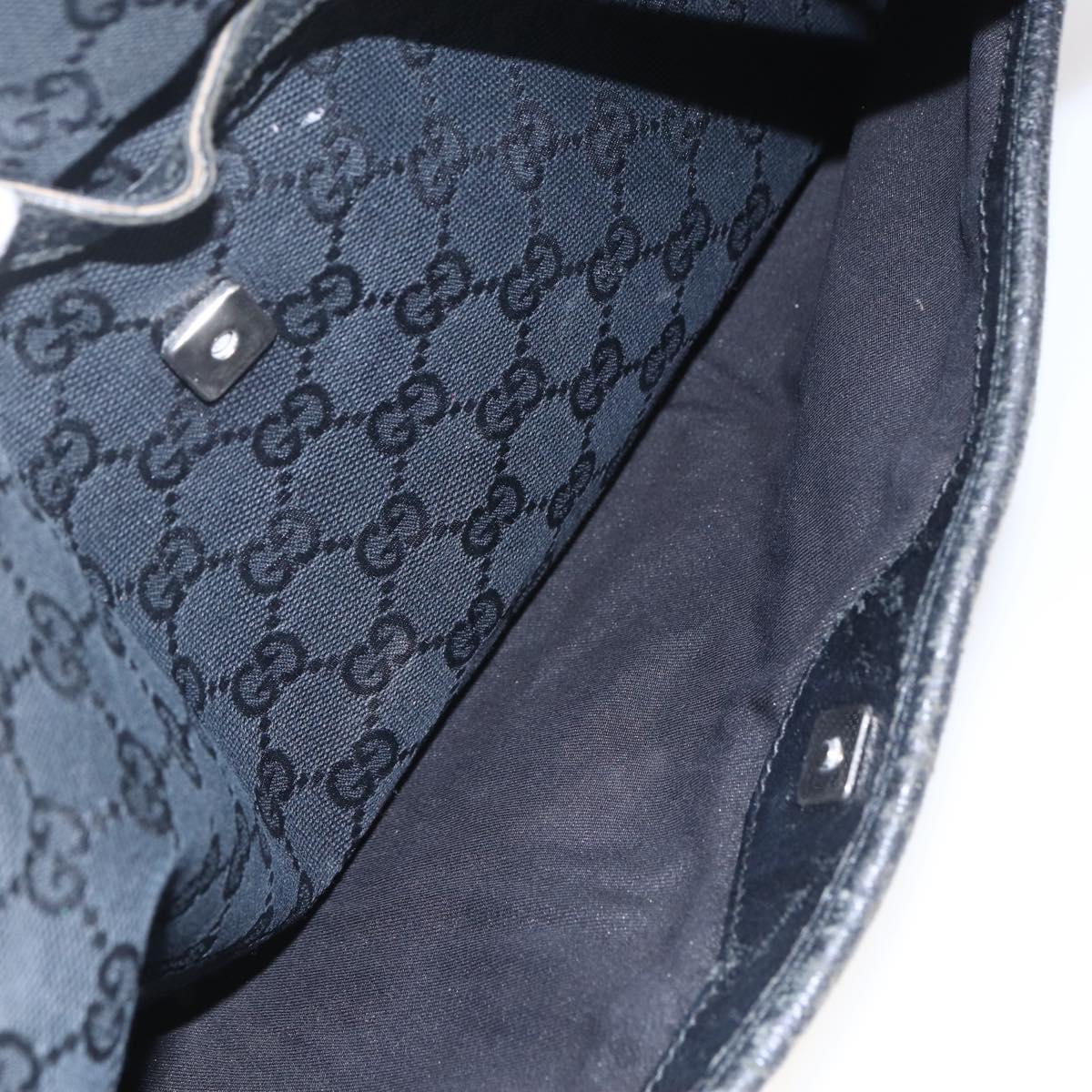 GUCCI GG Canvas Tote Bag Black Silver 121023 Auth 156903