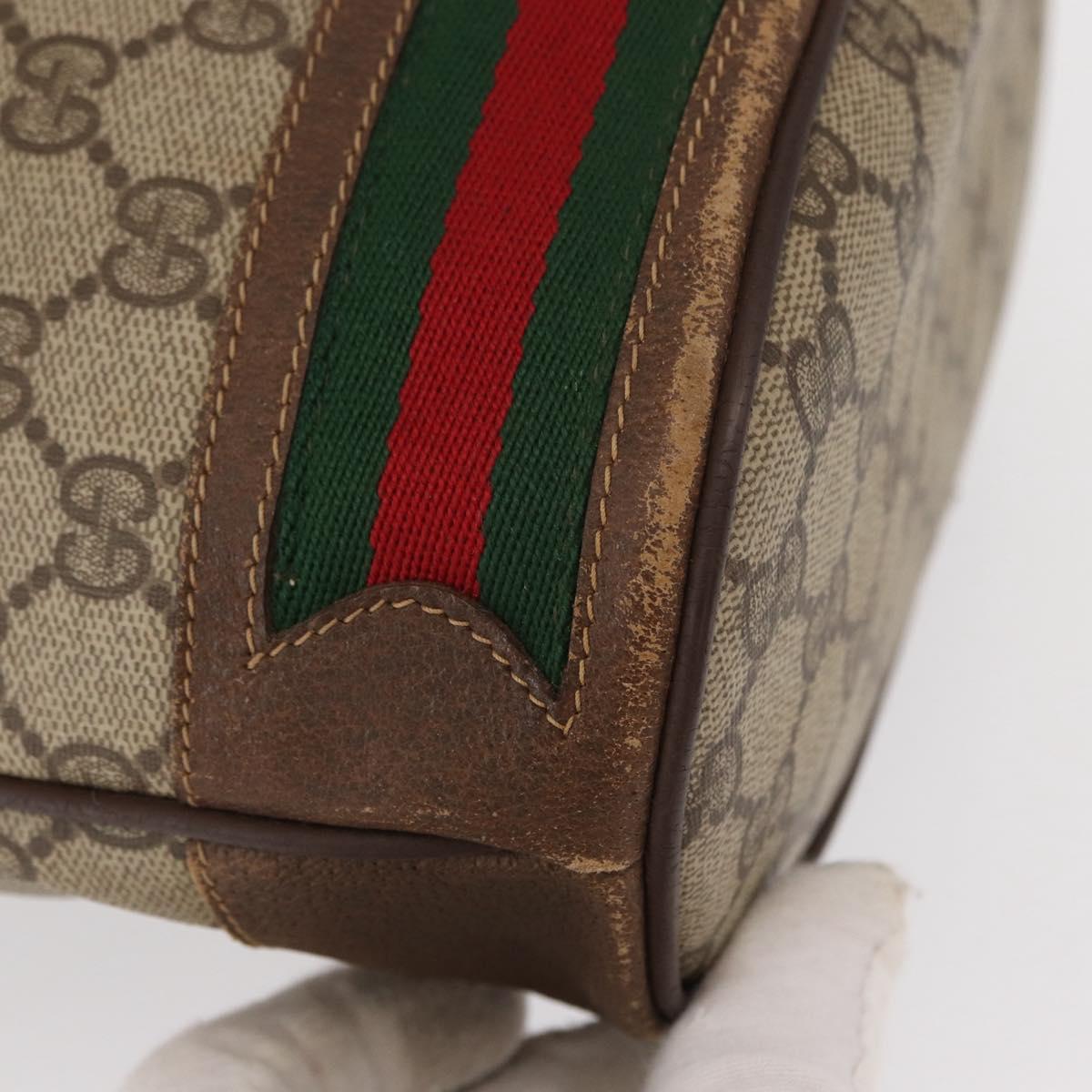 GUCCI GG Supreme Web Sherry Line Bag PVC Beige Red 41 02 085 Auth 156905