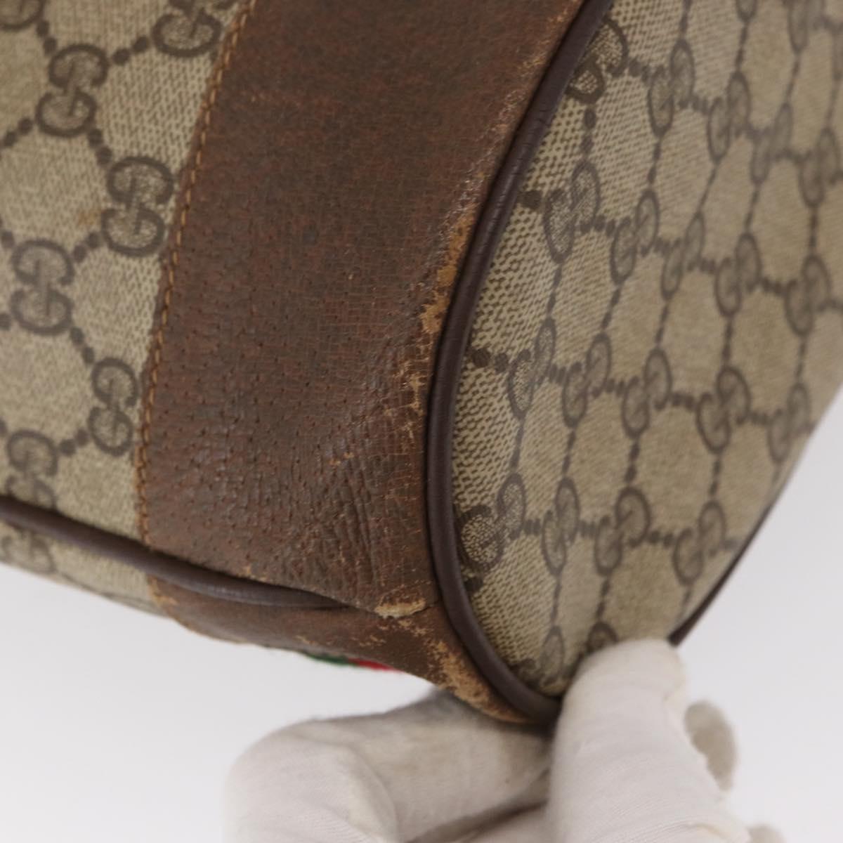 GUCCI GG Supreme Web Sherry Line Bag PVC Beige Red 41 02 085 Auth 156905