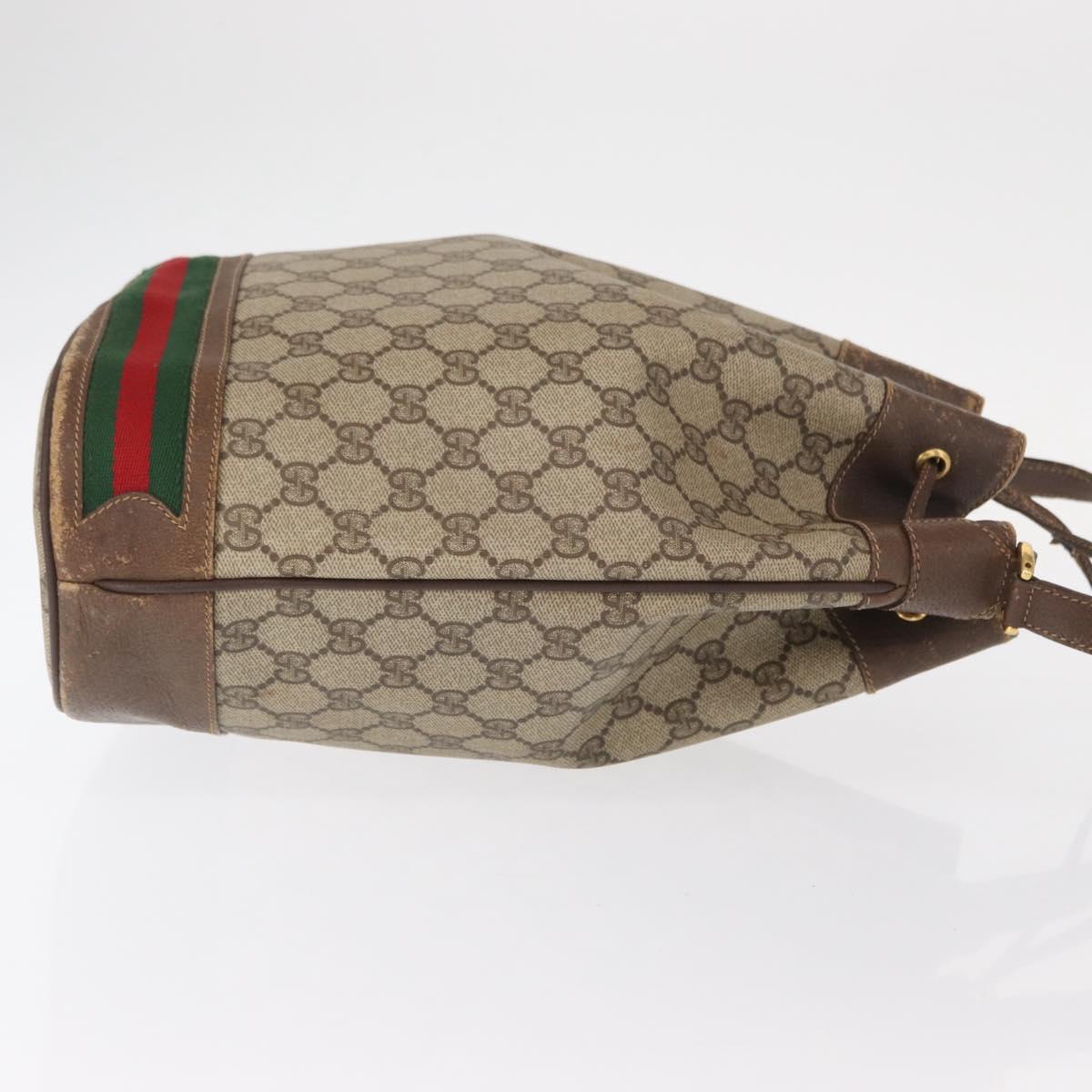 GUCCI GG Supreme Web Sherry Line Bag PVC Beige Red 41 02 085 Auth 156905