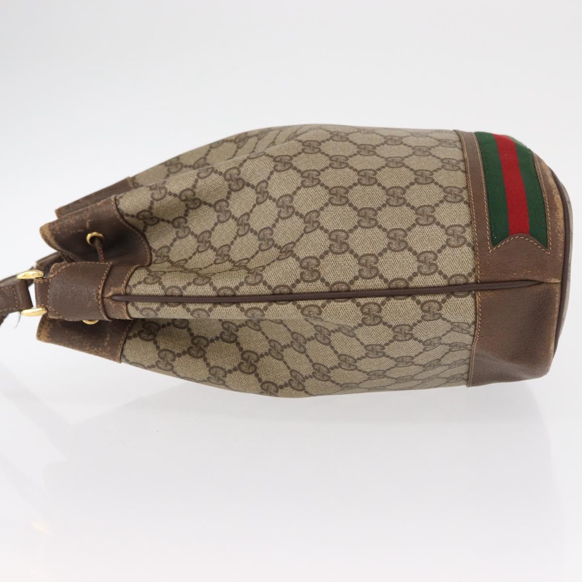 GUCCI GG Supreme Web Sherry Line Bag PVC Beige Red 41 02 085 Auth 156905