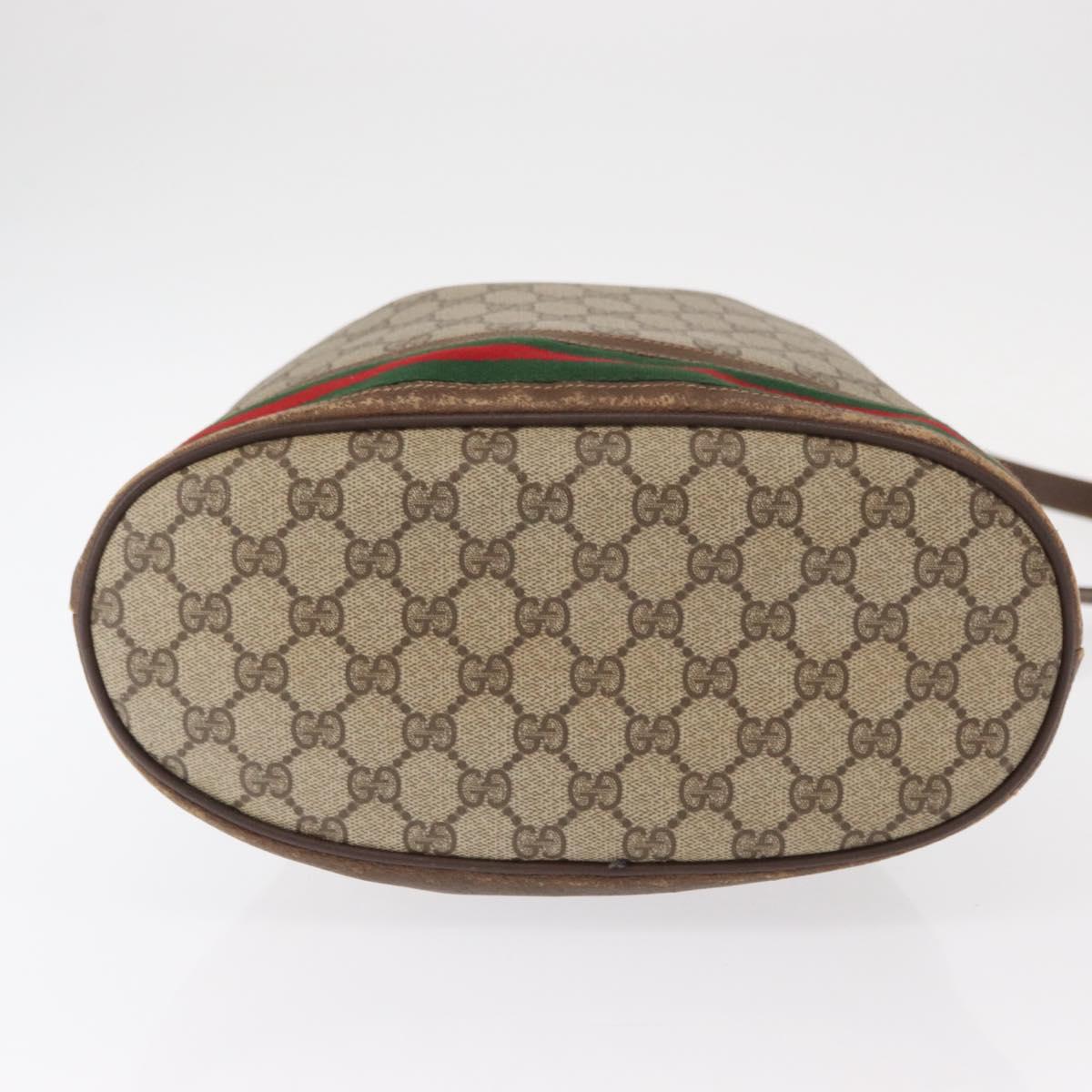 GUCCI GG Supreme Web Sherry Line Bag PVC Beige Red 41 02 085 Auth 156905