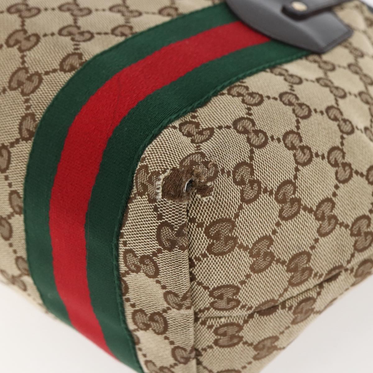 GUCCI GG Canvas Web Sherry Line Tote Bag Beige Red 211971 Auth 156906