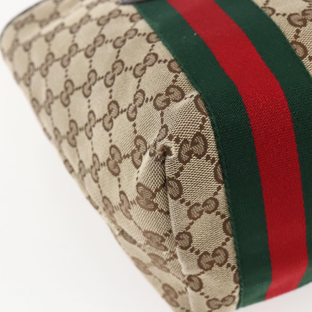 GUCCI GG Canvas Web Sherry Line Tote Bag Beige Red 211971 Auth 156906