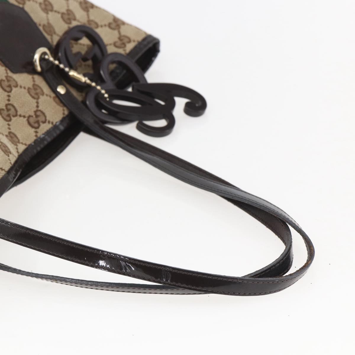 GUCCI GG Canvas Web Sherry Line Tote Bag Beige Red 211971 Auth 156906