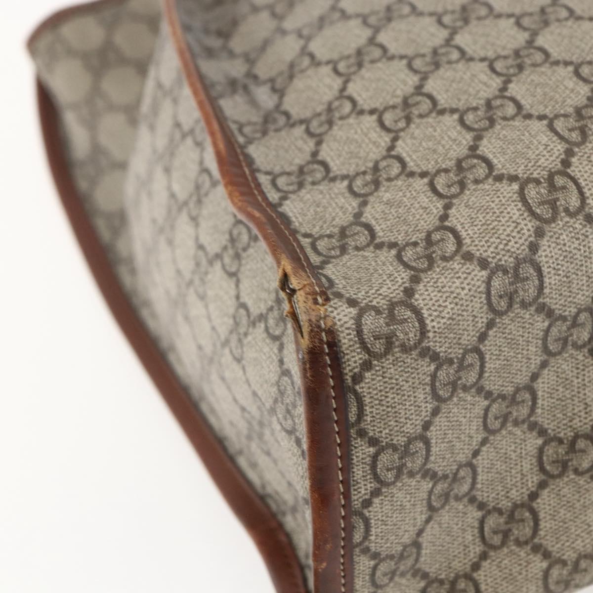 GUCCI GG Supreme Web Sherry Line Tote Bag PVC Beige Red 211135 Auth 156908