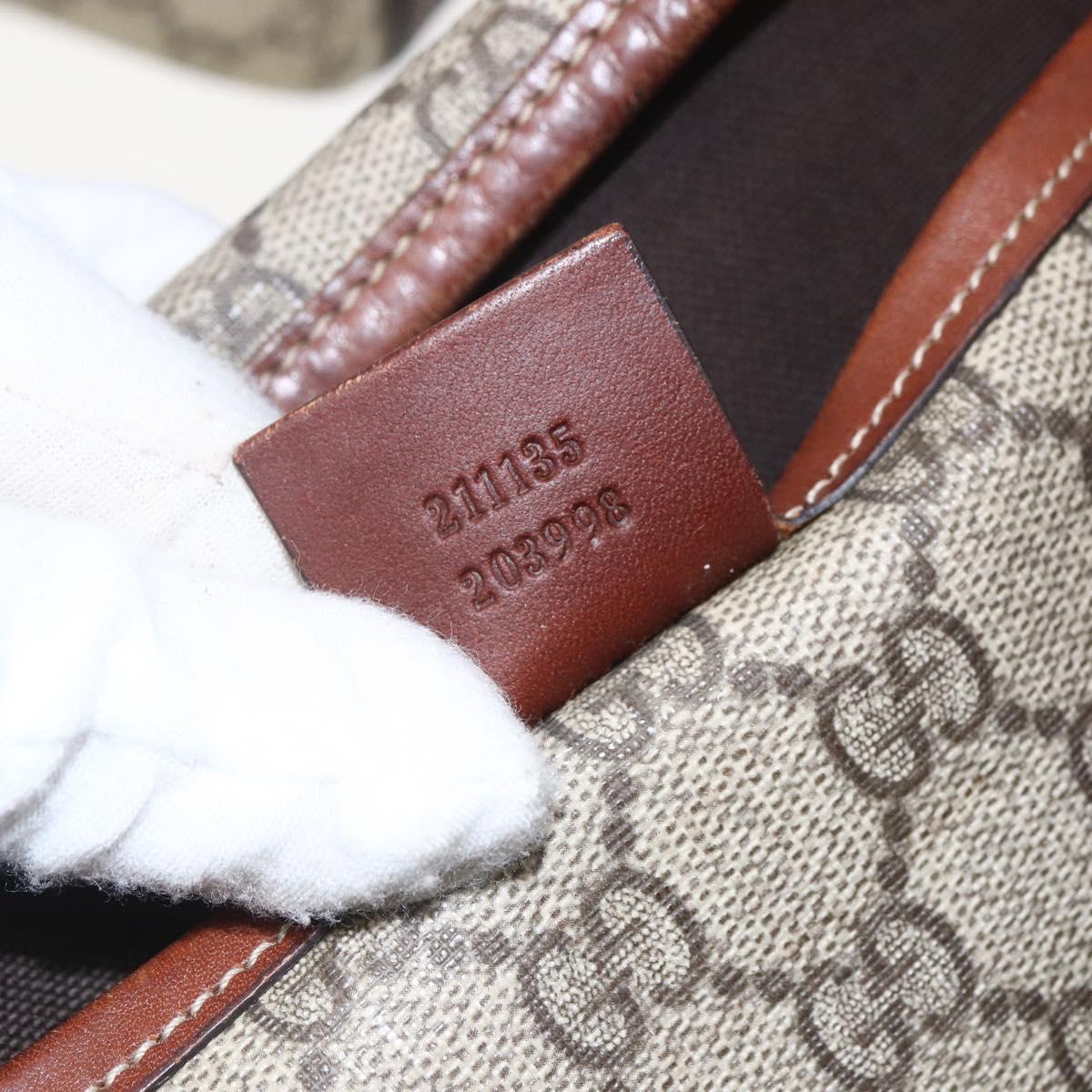 GUCCI GG Supreme Web Sherry Line Tote Bag PVC Beige Red 211135 Auth 156908