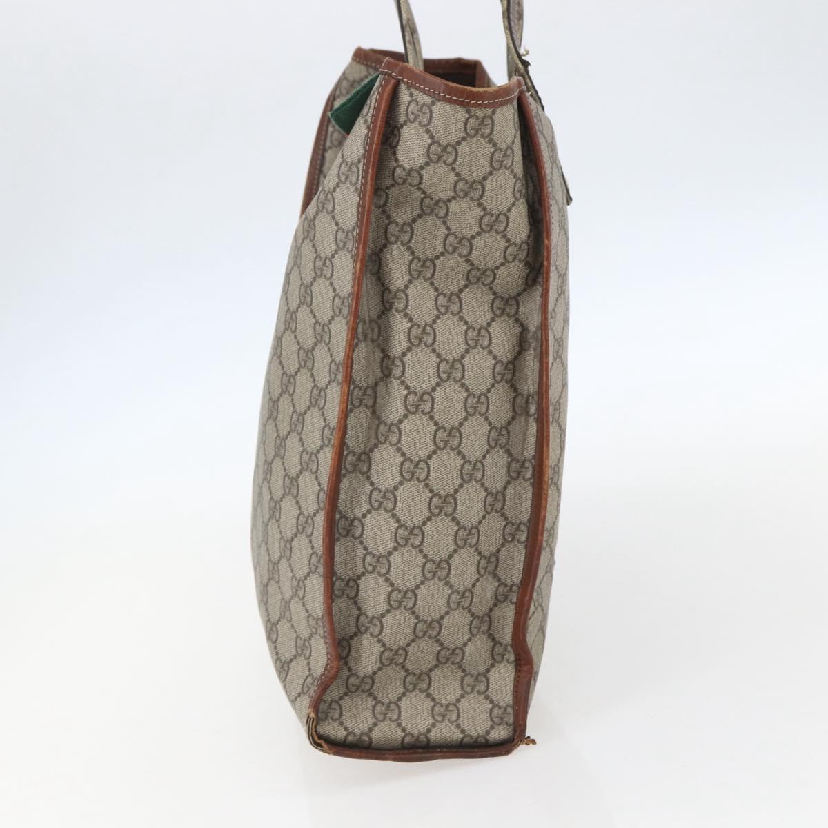 GUCCI GG Supreme Web Sherry Line Tote Bag PVC Beige Red 211135 Auth 156908