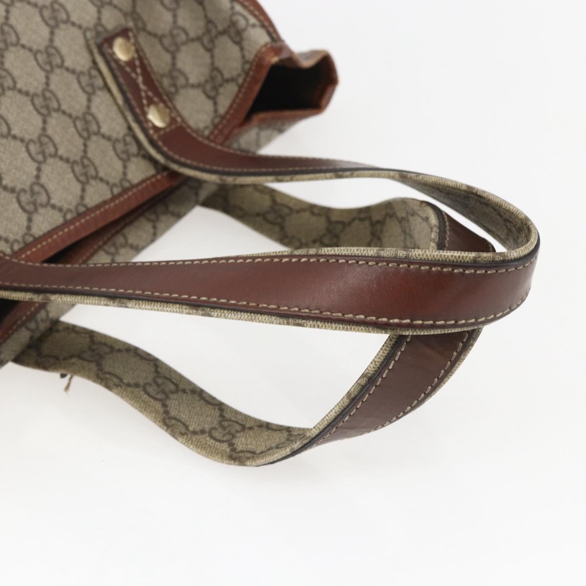 GUCCI GG Supreme Web Sherry Line Tote Bag PVC Beige Red 211135 Auth 156908