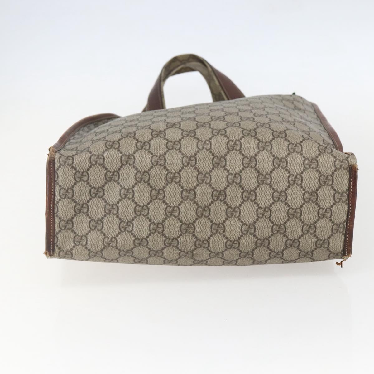 GUCCI GG Supreme Web Sherry Line Tote Bag PVC Beige Red 211135 Auth 156908