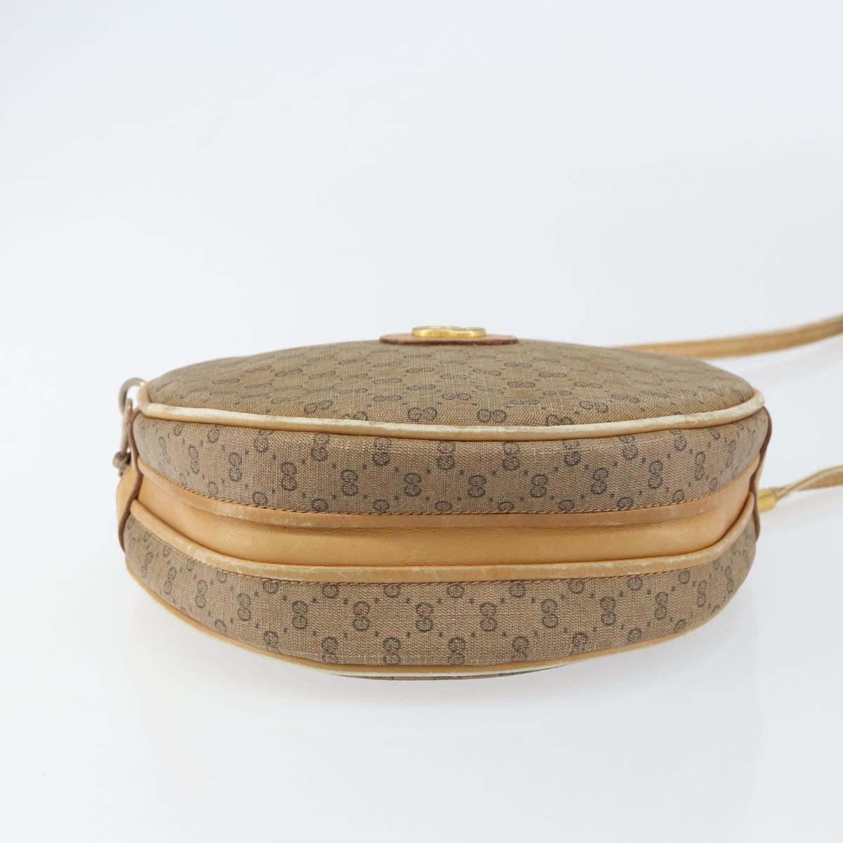 GUCCI Micro GG Supreme Shoulder Bag PVC Beige Gold Auth 156909