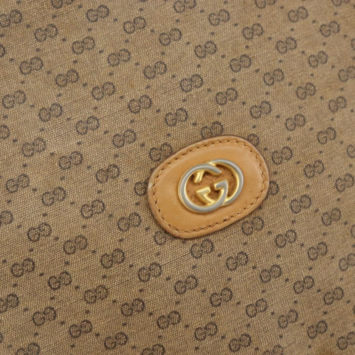 GUCCI Micro GG Supreme Shoulder Bag PVC Beige Gold Auth 156909