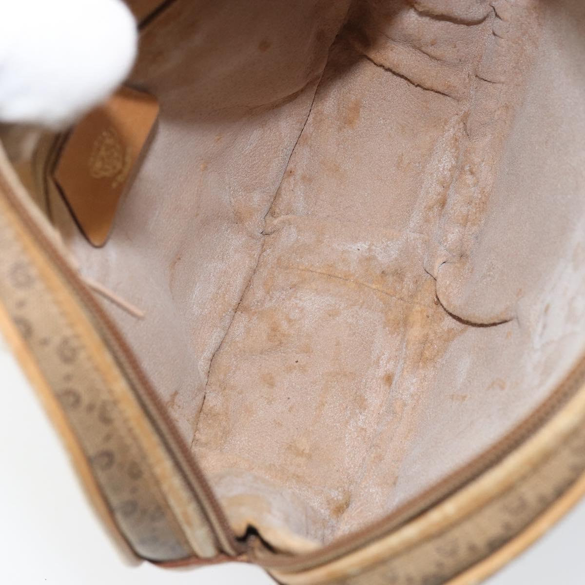 GUCCI Micro GG Supreme Shoulder Bag PVC Beige Gold Auth 156909