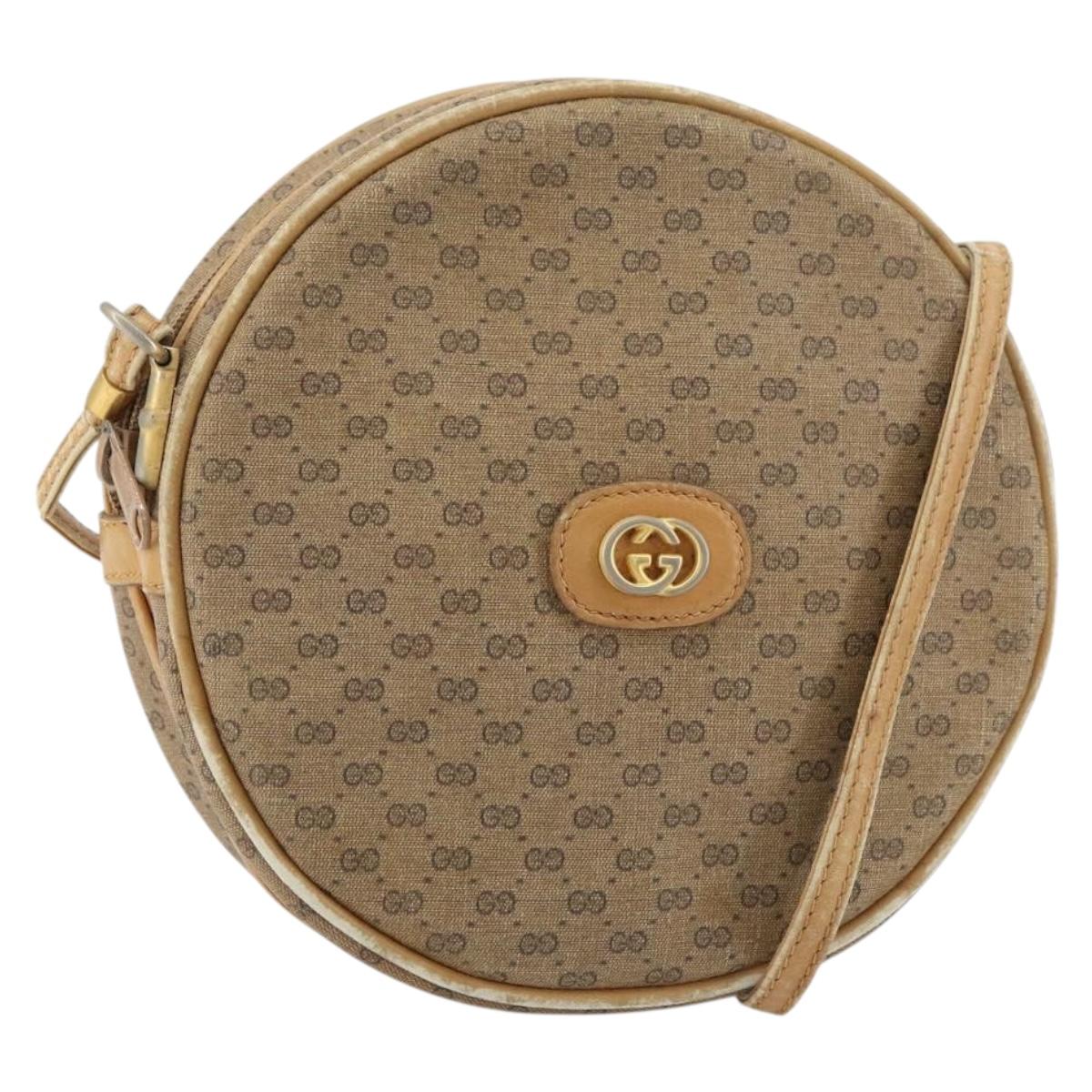 GUCCI Micro GG Supreme Shoulder Bag PVC Beige Gold Auth 156909
